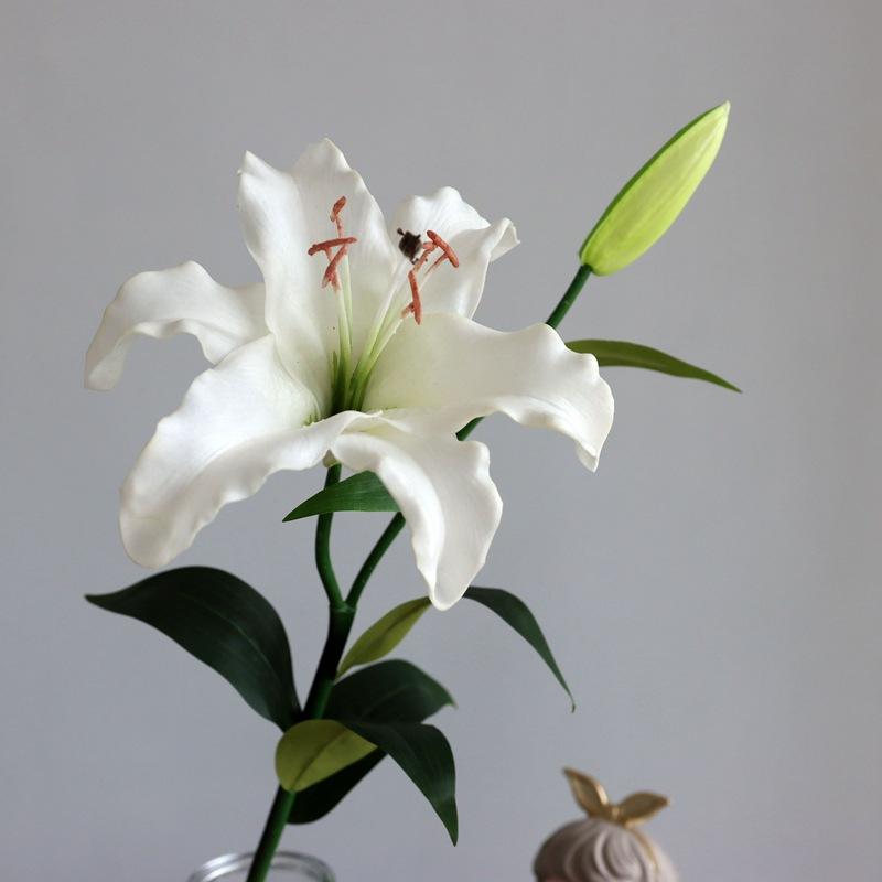 Two Lily Simulation Flower Set Living Room Dining Table Decoration False Flower Art Wedding Travel Photography Props