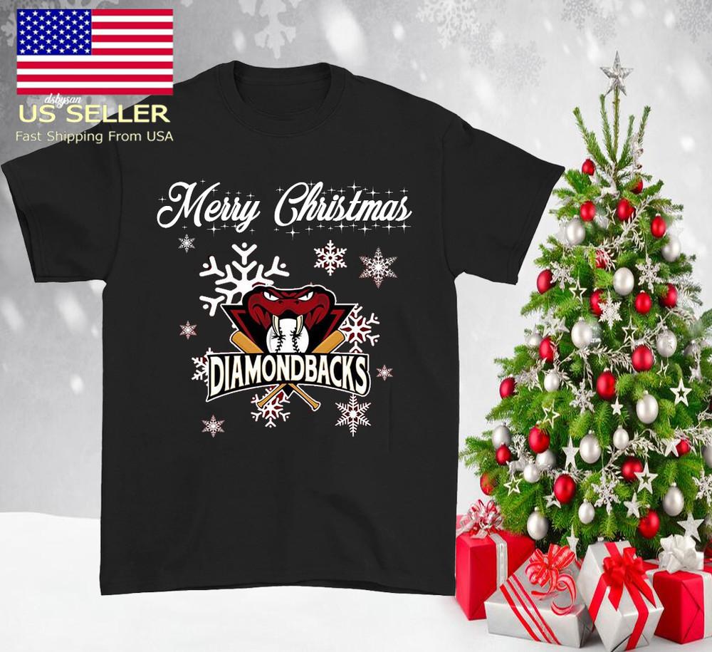 Arizona Diamondbacks Merry Christmas Black T-shirt Unisex S-5Xl HOT JJ4887 Unisex T-Shirt S