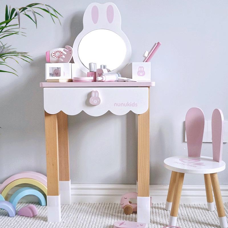Nordic Kids' Pink Princess Vanity Table & Makeup Set - Perfect Birthday Gift for Girls