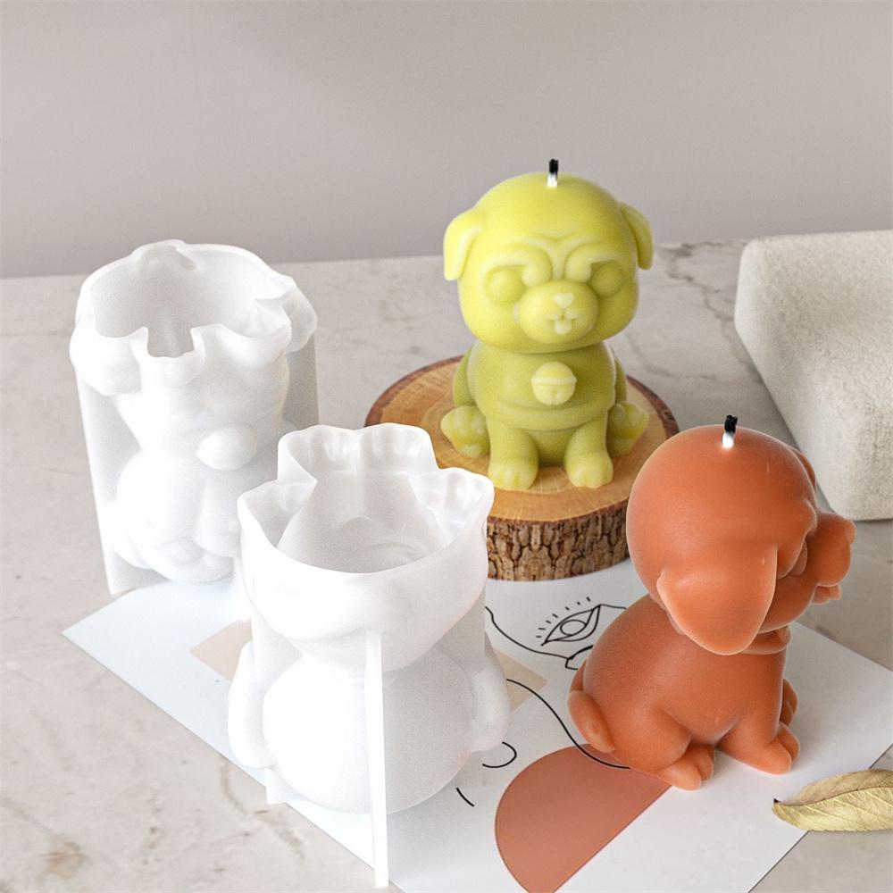 3D Cute Animal Little Dog Candle Silicone Mold DIY Pet Dogs Scented Candle Resin Soap Making Molds Fondant Cake Chocolate Mould