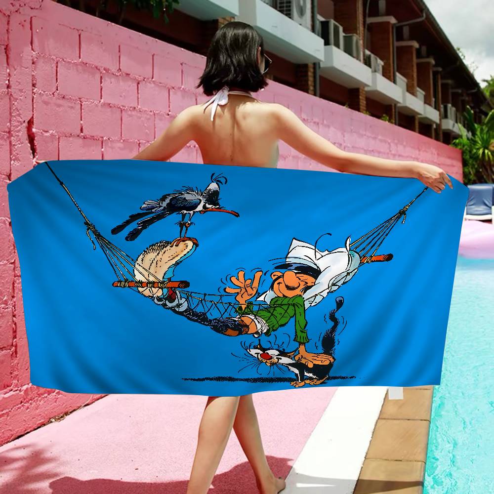 G-Gaston Lagaffe Anime Bath Towel Microfiber Soft Water Absorbing Breathable For Girl Kids Decorative Cartoon Beach Towel