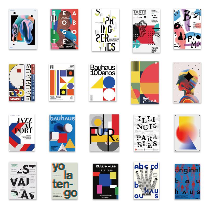40Pcs/Set Bauhaus Avant-Garde Art Poster Painting Cool Graffiti Abstract Sticker Skateboard Phone Laptop Luggage Decals Stickers