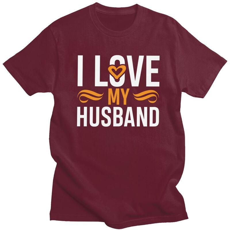 Individuelle Herren I Love My Husband T-Shirts Kurzarm Baumwoll-T-Shirts T-Shirt Lässiges T-Shirt Slim Fit Kleidung