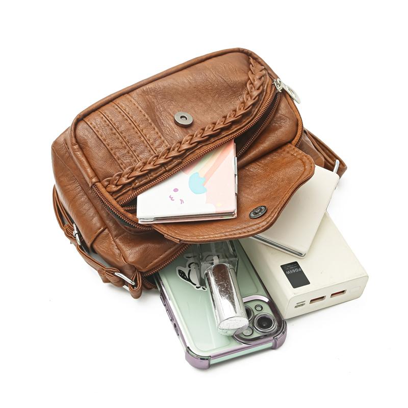 PU moteriškas daugiašaknis rankinis krepšys didelės talpos mamos krepšys vintažinis krepšys per petį