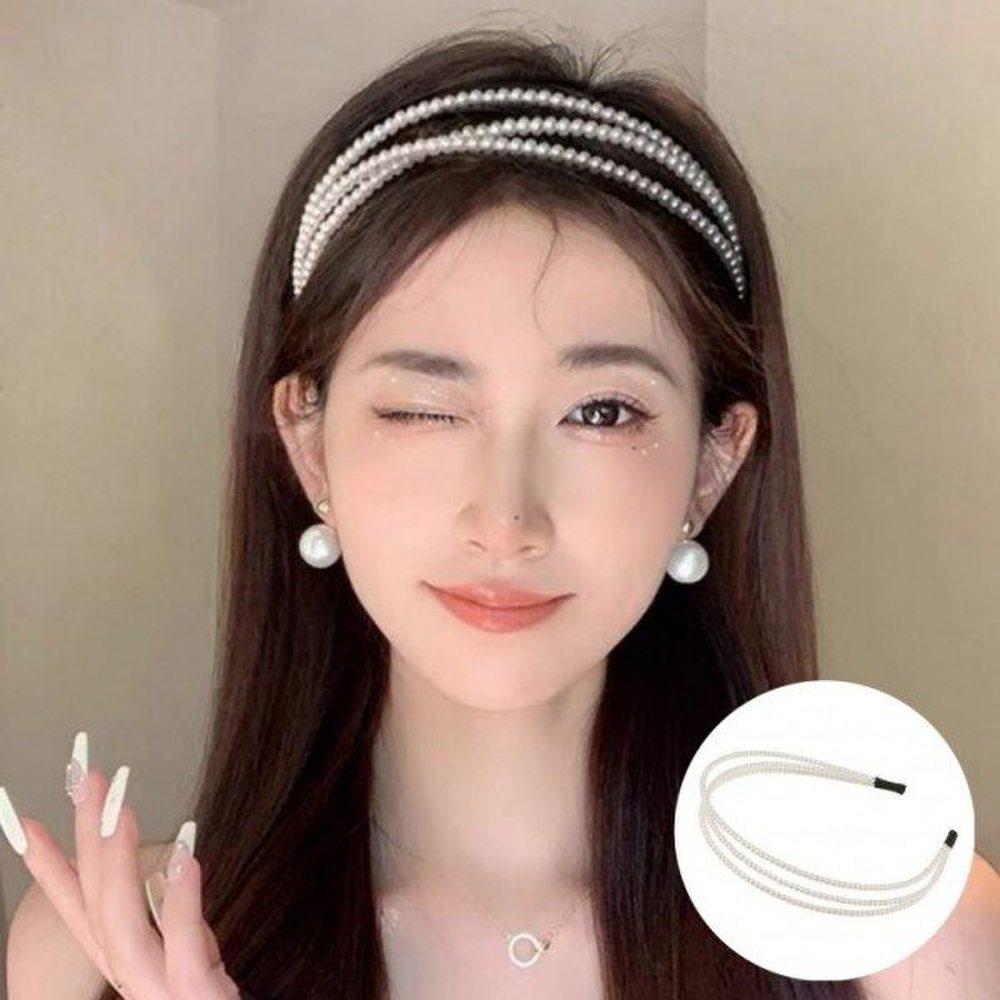 Mno Pearl 3-Line Princess Goddess Hair Headband Band