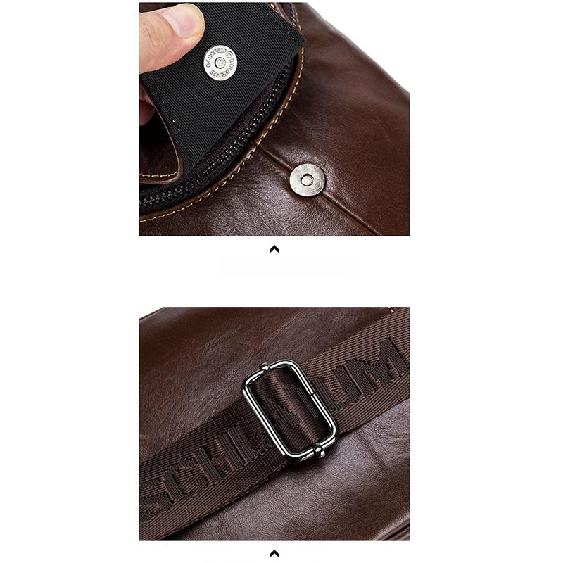 Genuine Leather Chest Bag Men Fashion Style Casual Straddle Bag Business Large Capacity Multifunctional Shoulder Bag