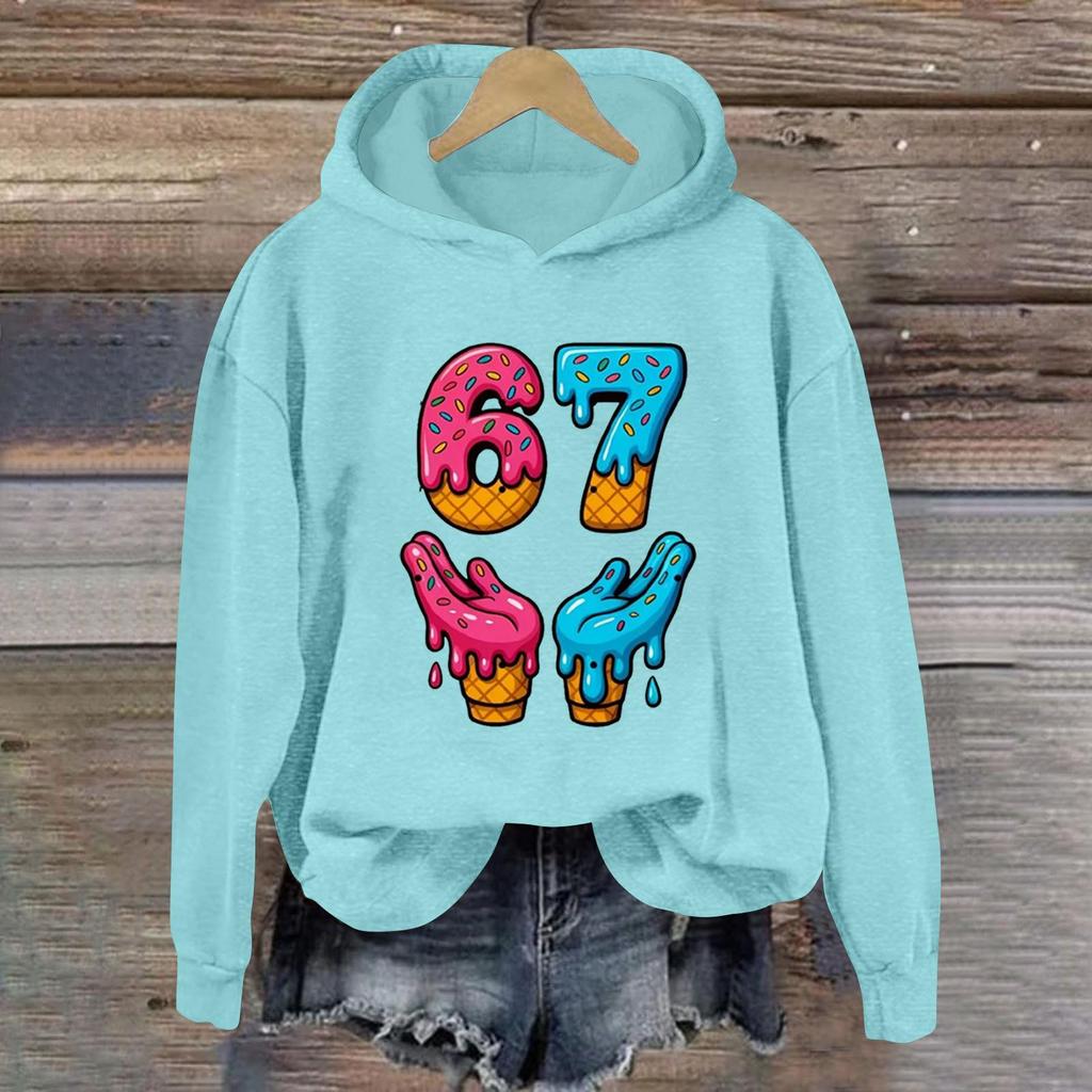 Women's Fashionable Casual Long-Sleeved Printed Hooded Sweatshirt