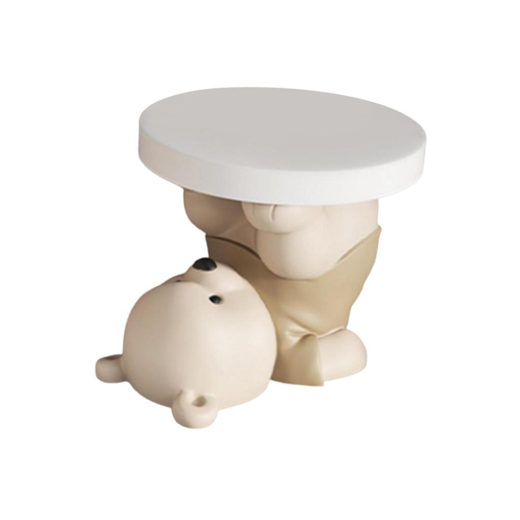 Bear Figurine Side Table, Minimalist End Table for Home Office