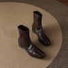 Krazing Pot Microfiber Winter Square Toe Modern Size 33 Boots Size 43 Metal Rivets Med Heels Zipper Women Ankle Boots