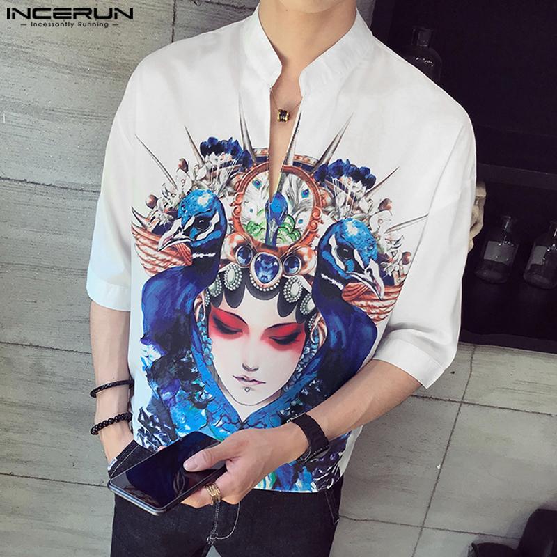 

INCERUN Мужские топы с короткими рукавами и V-образным вырезом, футболки