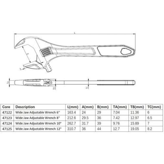 Chave Inglesa SATA 300mm Óxido Preto 47125 Boca Larga