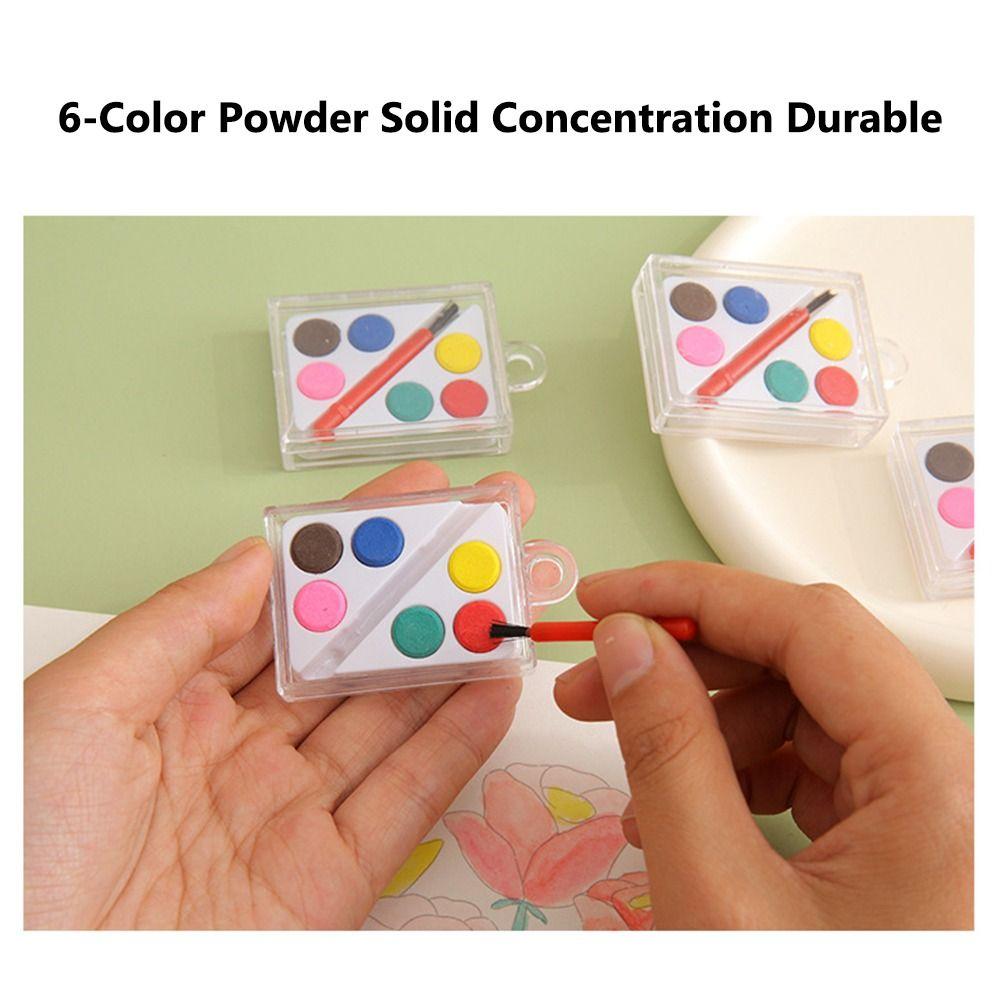 High Quality with Painting Brush Watercolor Paint Set Solid 6 Colors Oil Painting Kit Washable Watercolor Pigment Children