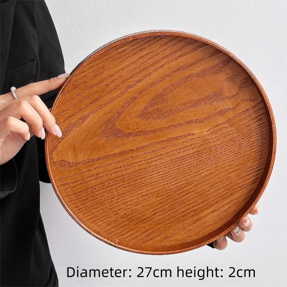 Vintage Round Serving Tray Wooden 21/24/27/30/33cm Wood Platte Tea Food Tray Breakfast Dinner