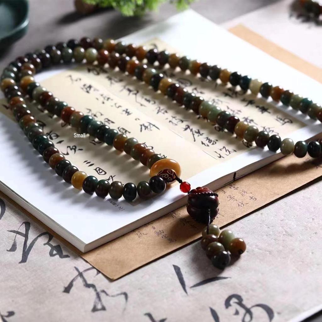 Dunhuang Rainbow-Style Bodhi Root Prayer Beads Bracelet