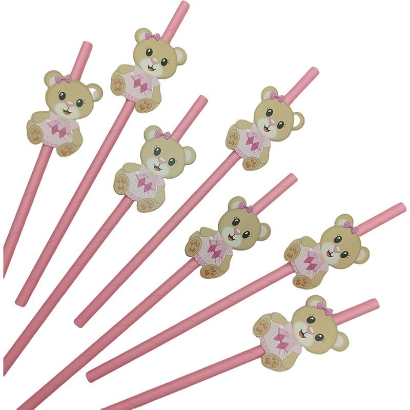 Teddy Bear Party Paper Straws For Cake Decor And Drink Presentation