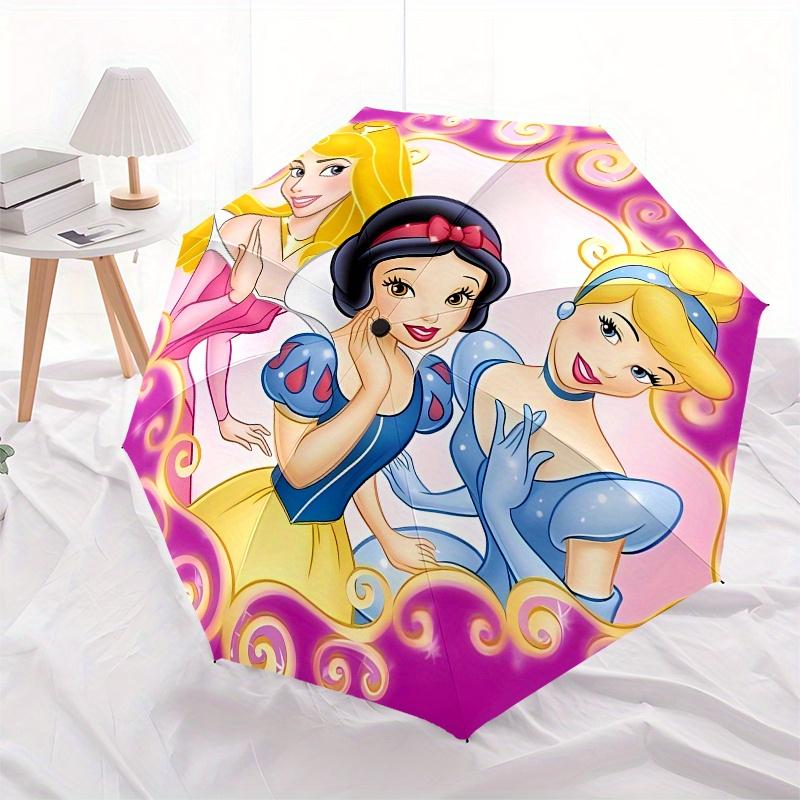 Disney Princess Aurora,Snow White,Cinderella Manual Opening and Closing Umbrella, 43-Rib Reinforced Folding Design, Lightweight