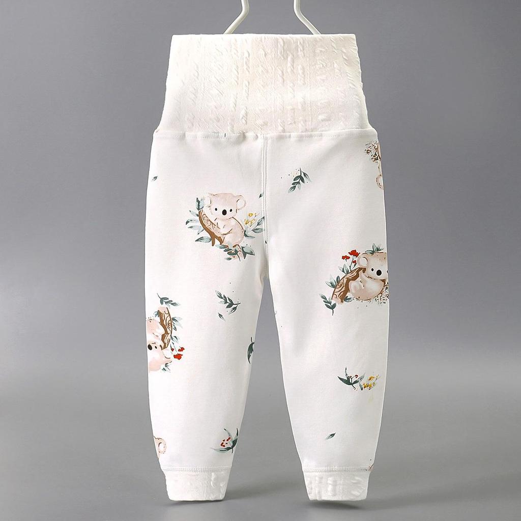 Spring and Fall High Waist Pure Cotton Infant and Toddler Sleep Pants - Boys & Girls Belly Protection Bottoms
