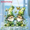 Acrylic Flat St. Patrick'S Day Gnome Suncatchers - Cute Green Leprechaun Design, Wall Hanging Decor for Living Room & Irish-Themed Spaces 