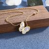 316L Stainless Steel Fashion Fine High-end Jewelry Natural Shell Zircon Butterfly Charms Collier Necklaces Pendants For Women