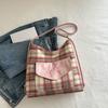 Trendy Summer 2024 Korean Style Plaid Tote Bag For Women With Chic Detail Bow