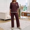 Women's Autumn and Winter Temperament Communicator Collision Short Sleeve Long Pants Sweater Set