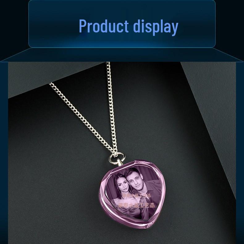 Custom 3D Laser Engraved Crystal Pendant: Portrait & Pet Design Gift