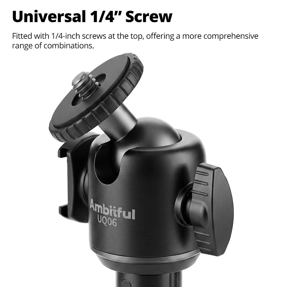 Ambitful UQ06 2in1 Selfie Stick Tripod,1/4" 20 Thread & Cold Shoe Mount,Aluminum Alloy,for Vlog Camera Video Light