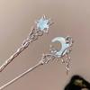 Romantischer Mondstein Stern Mond Haarstab Metall Zweig Haarspange Haargabel Chinesisches Haarschmuck für Mädchen Haarschmuck Kopfschmuck