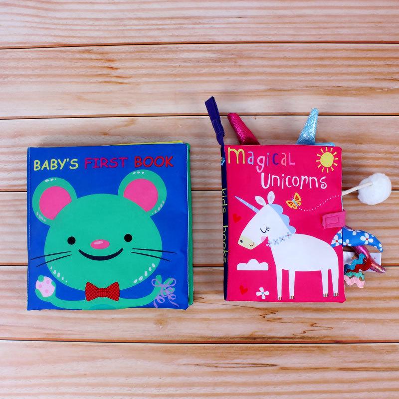 Multifunctional Tear-Proof Cloth Book: Educational Baby Rattle & Enlightenment Toy