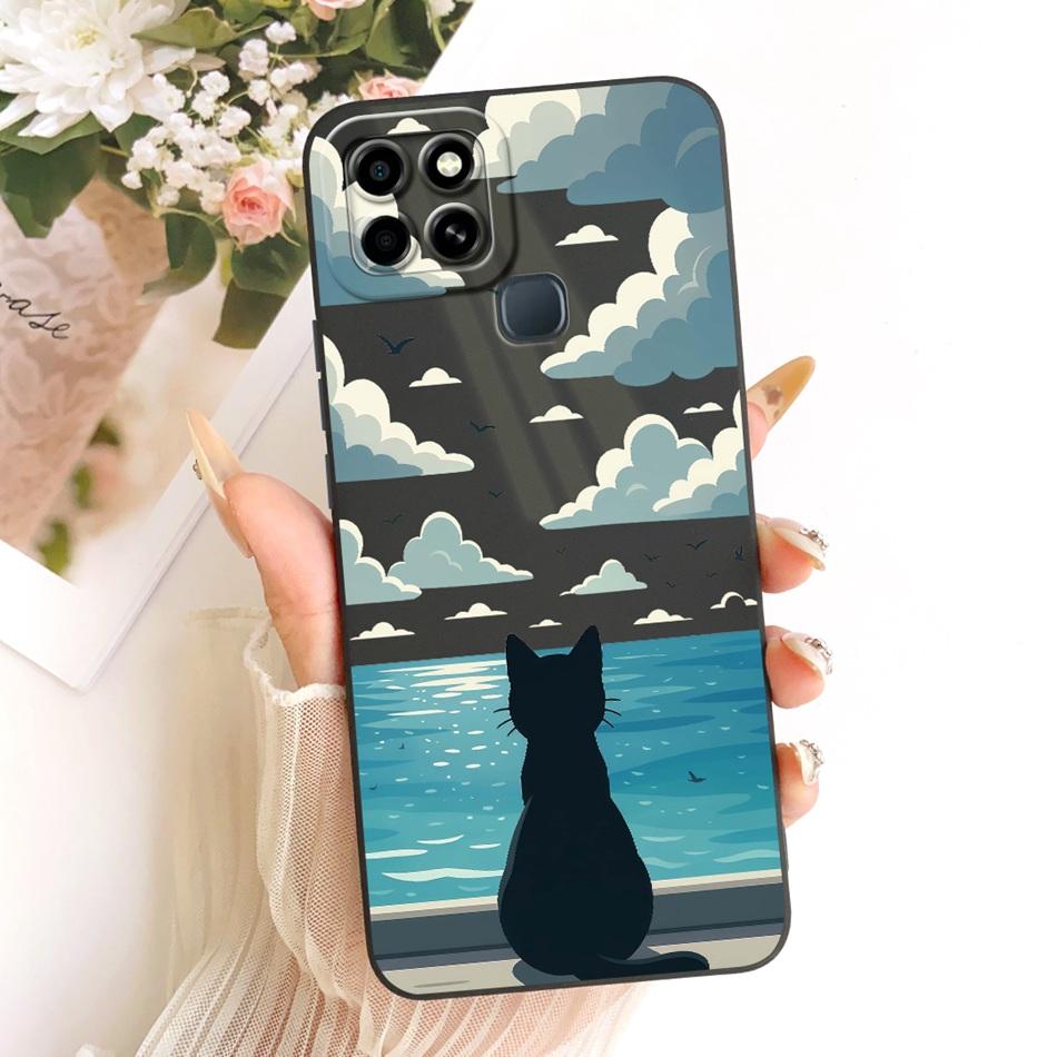 For Infinix Smart 6 X6511 X6511B X6511E Cute Cat Flower Cartoon Phone Case For Infinix Smart6 Shockproof Soft Silicone Bumpers