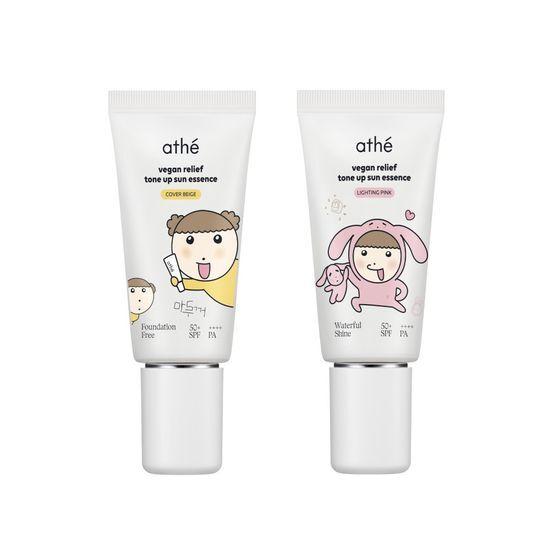 Athe Vegan Relief Tone-Up Sun Essence 50ml, 4 Colors (Beige/Pink)