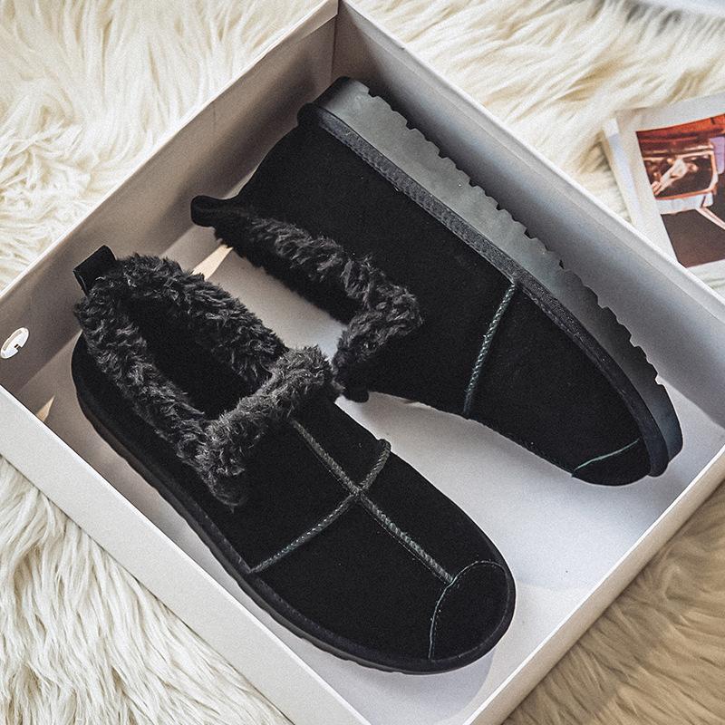 

3131-Low-top snow boots, new autumn and winter thickened solid color warm cotton shoes, retro tooling shoes 44