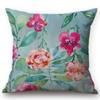Flower Pattern Cotton Linen Cushion Cover Vintage Watercolor Flowers Decorative Pillowcase Waist Throw Pillow Cover Cojines
