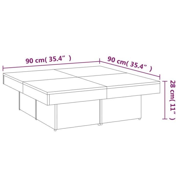 VidaXL Coffee Table Sonoma Grey 90x90x28 Cm Engineered Wood 826636