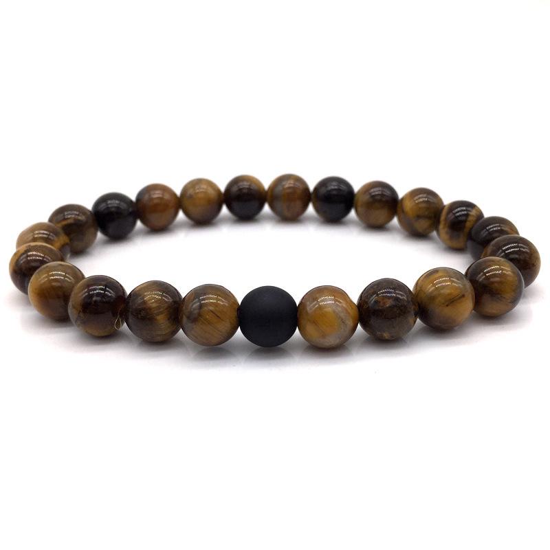 

Мужской классический браслет из бусин тигрового глаза 8 мм