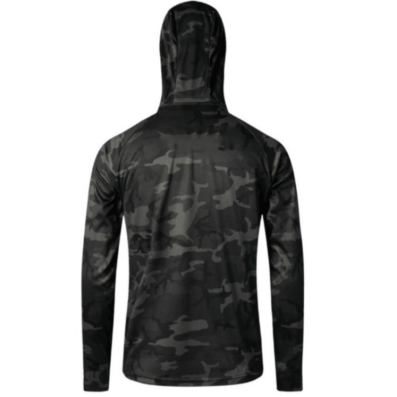 Herren Quick-Dry Angelhemd Mit UPF 50 Sonnenschutz Atmungsaktiv Eis Seide Stoff Camo Grün Übergröße Bis 6XL