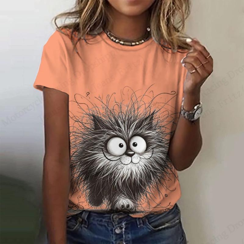 Funny Animal Women T-shirt 3d Cute Cat Duck Print Tshirt Women Fashion Graphic O-Neck Short Sleeve T Shirt White Tops Tee Kawaii