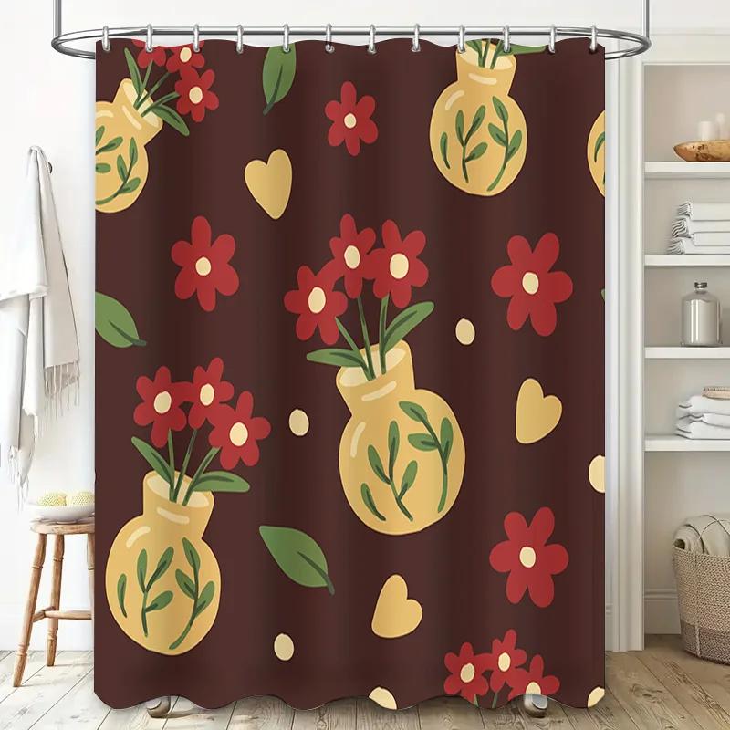 Waterproof Fabric Shower Curtain with Cartoon Print Decorative for Bathroom