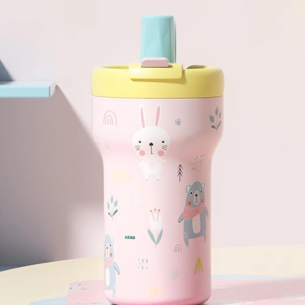 Double-drinking Straw Stainless Steel Cup 650ML Thermos Cup Insulation Cup  Outdoor Camping