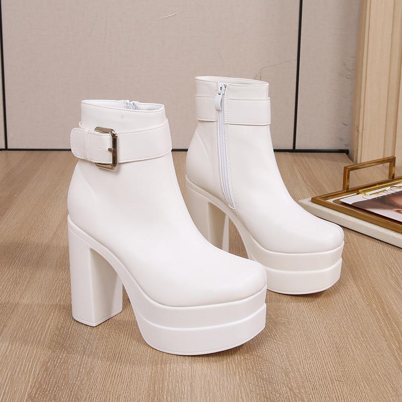 2025 Autumn/Winter Women s Waterproof Platform Chunky Heel Ankle Martin Boots 39
