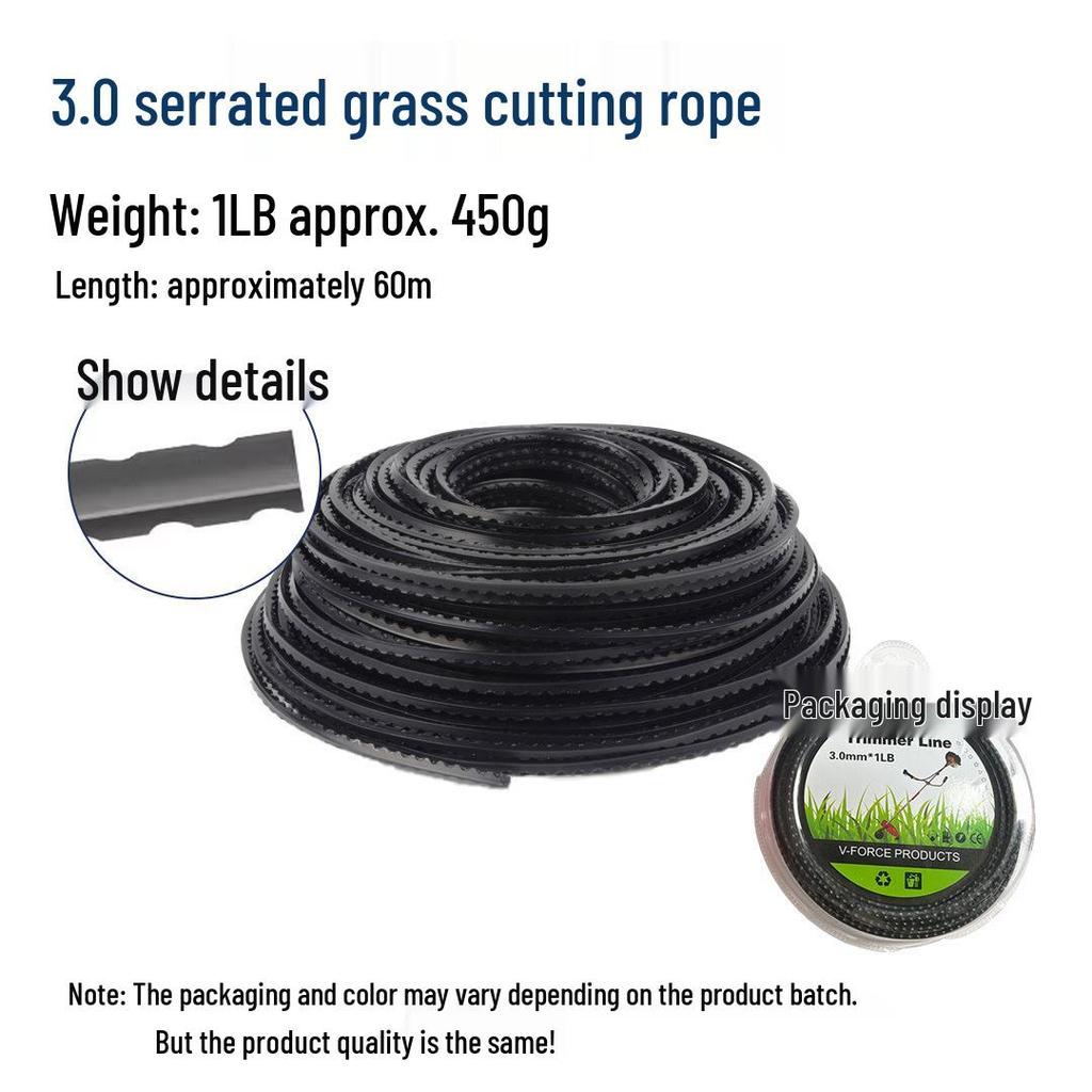 Universal Lawn Mower Accessories: Serrated Nylon Grass Trimming Line with Steel Wire Strip, Wear-Resistant Mower Cutting Head Trimmer
