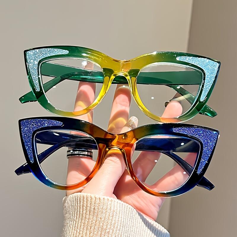 Elegant Cat Eye Reading Glasses with Rhinestone Decoration j Gradient Frame Reading Glasses +1.0 to +4.0 Dioptric Power