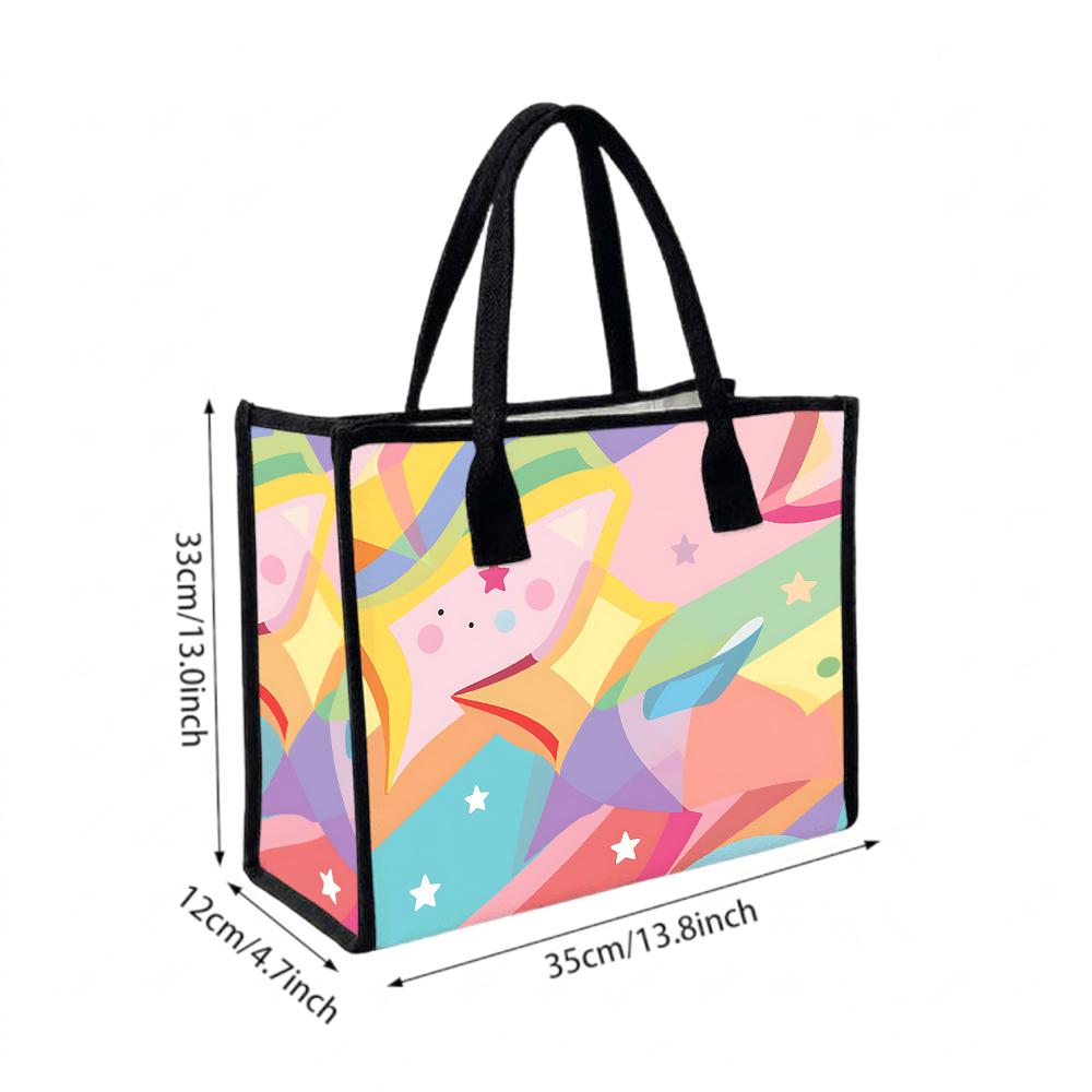 Colorful Geometric Star Pattern Tote Bag Fashion Casual Large Capacity Daily Handbag for Women Shopping Travel