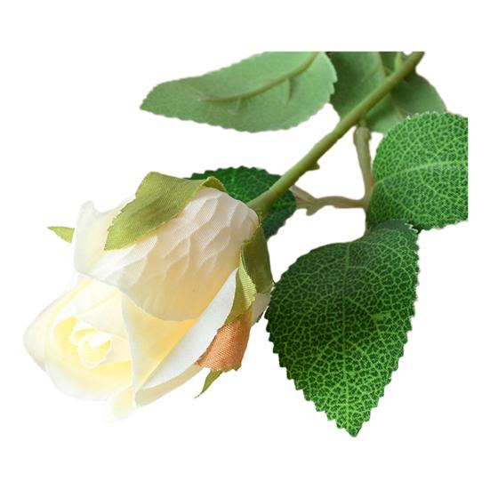 2 Pcs Artificial Rose Flowers Long Stem Fake Silk Rose Bud with Leaves for DIY Wedding Bouquet Table Centerpiece Home Decor