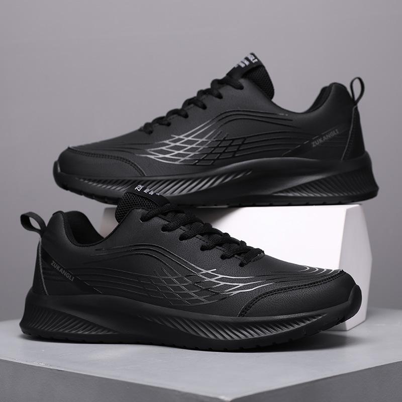 Men's Shoes Spring and Summer New Leather Waterproof Sports Shoes Men's Breathable Outdoor Running Shoes Non-slip and Wear-resistant Casual Shoes Men
