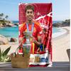 Asciugamano da Spiaggia Personalizzato Stampato Lamine Yamal Logo Calcio Supporto Nome Personalizzato Testo Asciugamano Assorbente Per Sport Viaggio Regalo Speciale