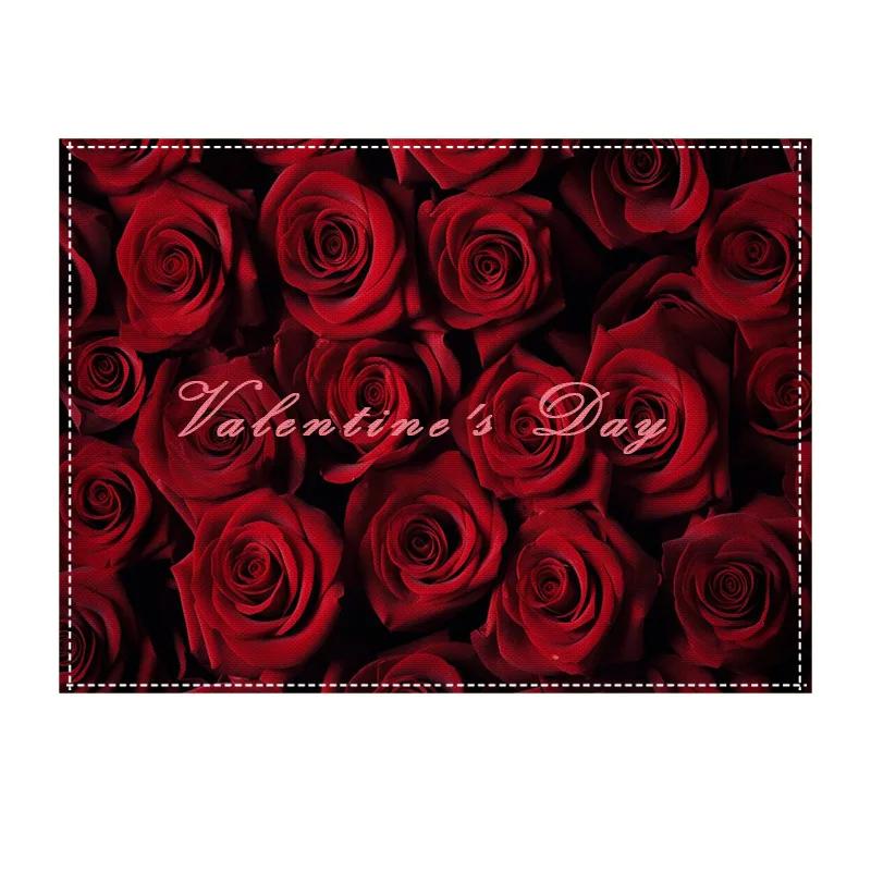 

1PC Rose Placemat Dining Table Decor Linen Tableware Mat Coaster Geometric Figures Pads Kitchen Accessories For Valentine s Day 1PC 30x45CM