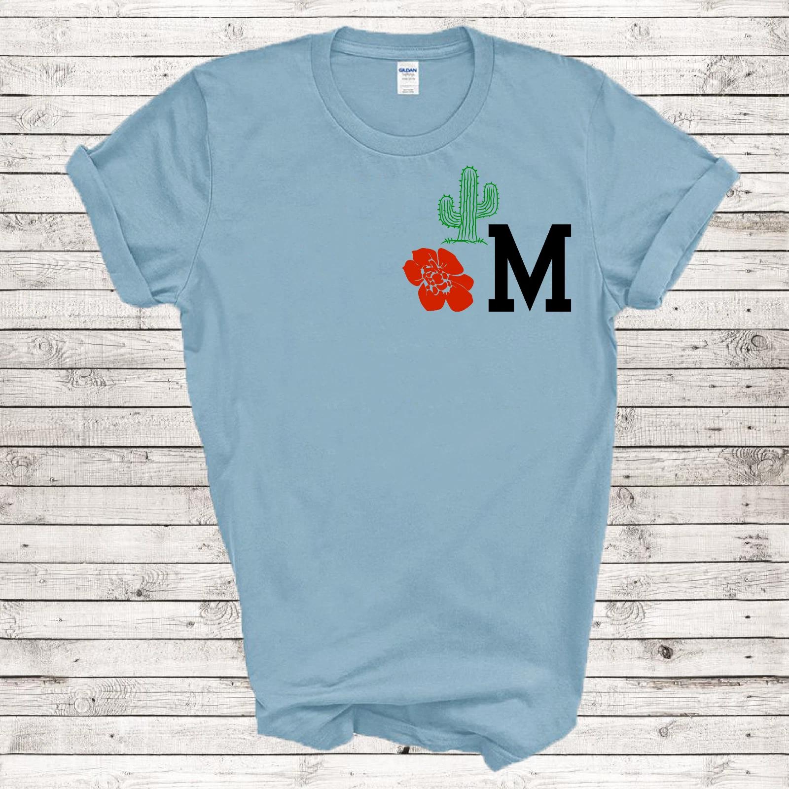 

Monogram M Names Flower Cactus Fashion 21st Century Woman Retro Gift T-Shirt 4XL