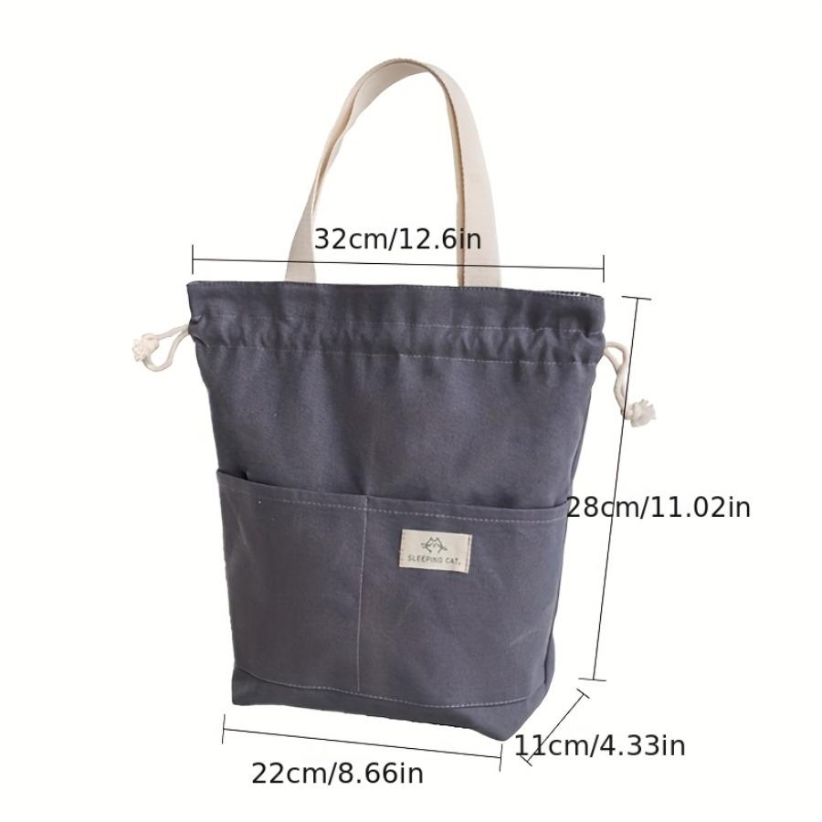 Exquisite Canvas Lunch Bag, Drawstring Style, Outdoor Beach Accessory, Picnic Supplies, Camping Pouch, Compact And Portable, Unisex, Directional Item