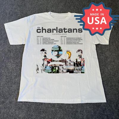 The Charlatans Anuncian Gira por el Reino Unido en 2026 Camiseta de 1 Cara Unisex Concierto Todas las Tallas SG901 Camiseta Unisex
